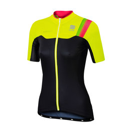 SPORTFUL Cycling short sleeve jersey - BODYFIT PRO LADY - black/yellow