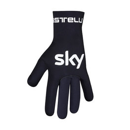 CASTELLI Cycling long-finger gloves - TEAM SKY 2019 DULVIO - black/white/blue