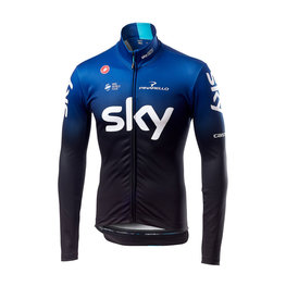 CASTELLI Cycling winter long sleeve jersey - TEAM SKY 2019 WINTER - blue/black/white
