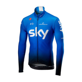 CASTELLI Cycling winter long sleeve jersey - TEAM SKY 2019 WINTER - white/light blue/black