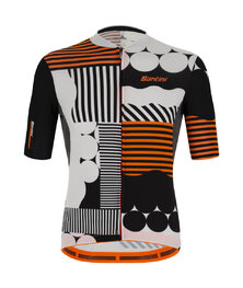 SANTINI Cycling short sleeve jersey - DELTA OPTIC - white/orange/black