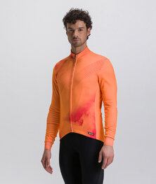 SANTINI Cycling winter long sleeve jersey - PURE DYE - orange